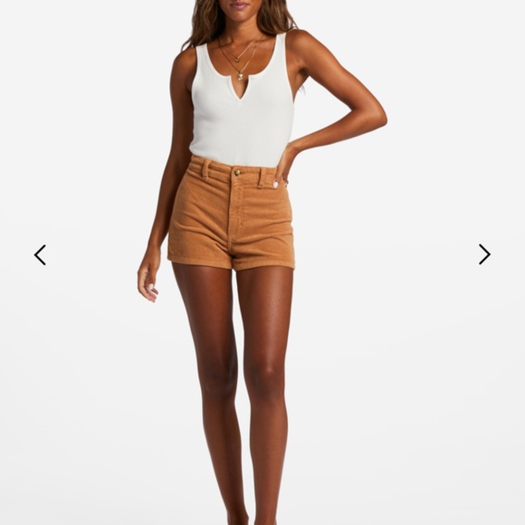 LIKE NEW Billabong Brown High Waisted Corduroy Fall Soft Shorts Size 26 - Picture 6 of 11
